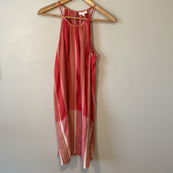 LOU & GRAY ANN TAYLOR LOFT" ORANGE & WHITE STRIPED SWING DRESS SIZE - Picture 4 of 12